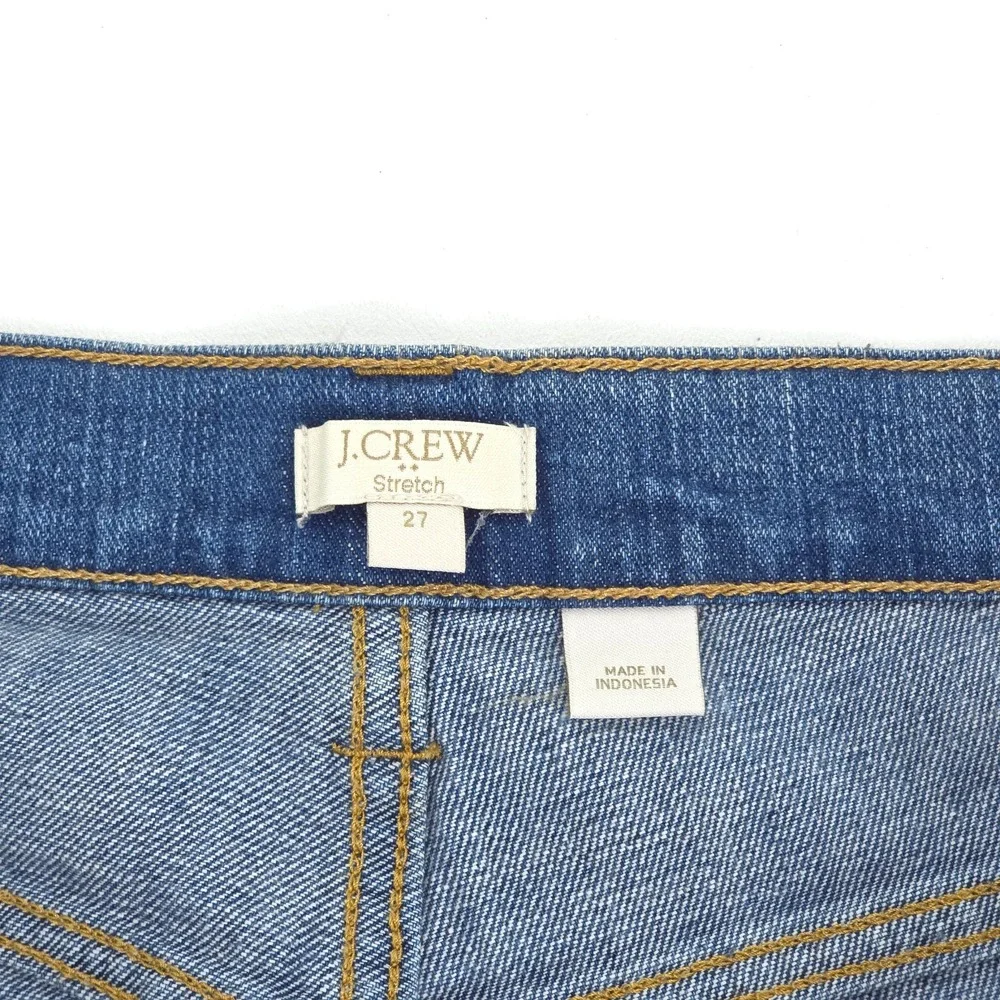 J Crew Distressed Jeans Women's 27 (Fit 30x30) Light Wash Stretch Denim Whiskers
